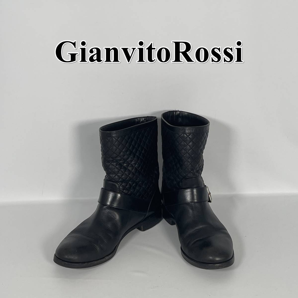 【良品】GianvitoRossi ジャンヴィットロッシ ブーツ キルティング 黒
