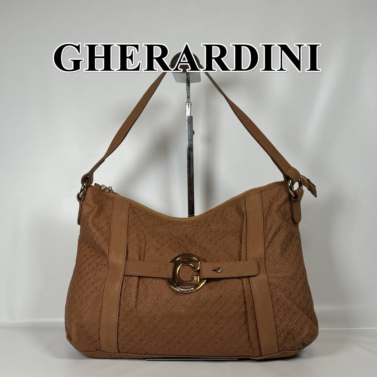 【極美品】GHERARDINI ゲラルディーニ ショルダーバッグ モノグラム レザー 茶