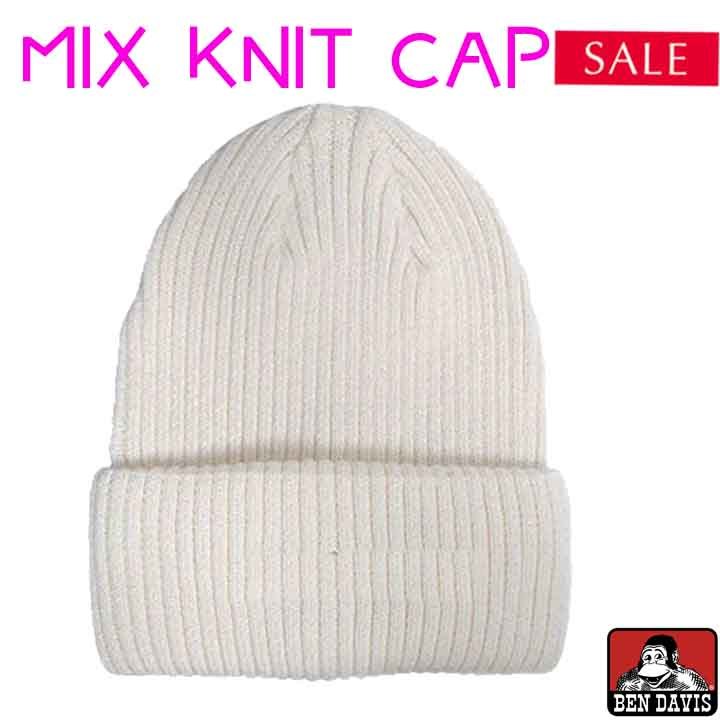 大特価新品/未使用BEN DAVIS Mix Knit Cap WHITE コットン ミックス ニット キャップ ( BDW-9526)帽子 ニットキャップ_画像3