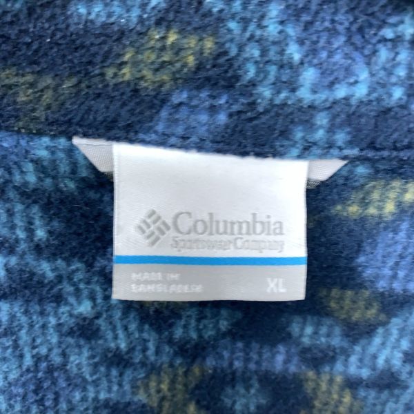 Columbia コロンビア ジップアウター フリース ジャケット サイズXL 模様 ブルー 青 アウトドア キャンプ メンズ レディース_画像6