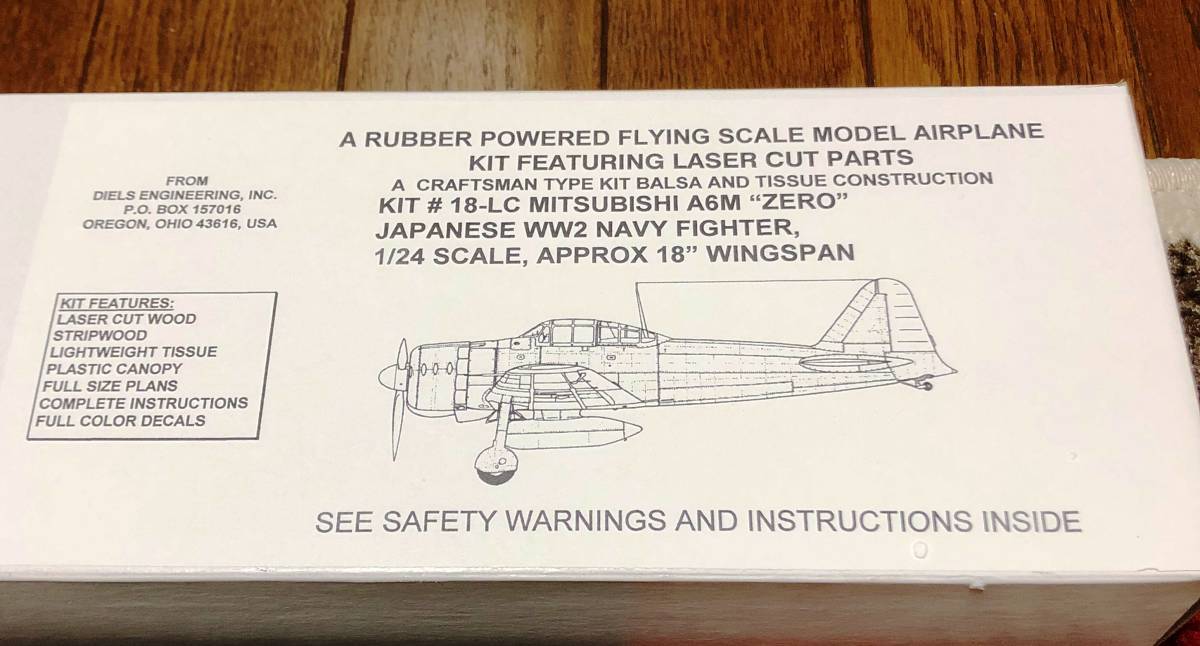 【ゴム動力機】Diels　Engineering社製　A6M2零戦（Ｌ/Ｃ仕様）（翼長：18”＝457ｍｍ）・・・残り2