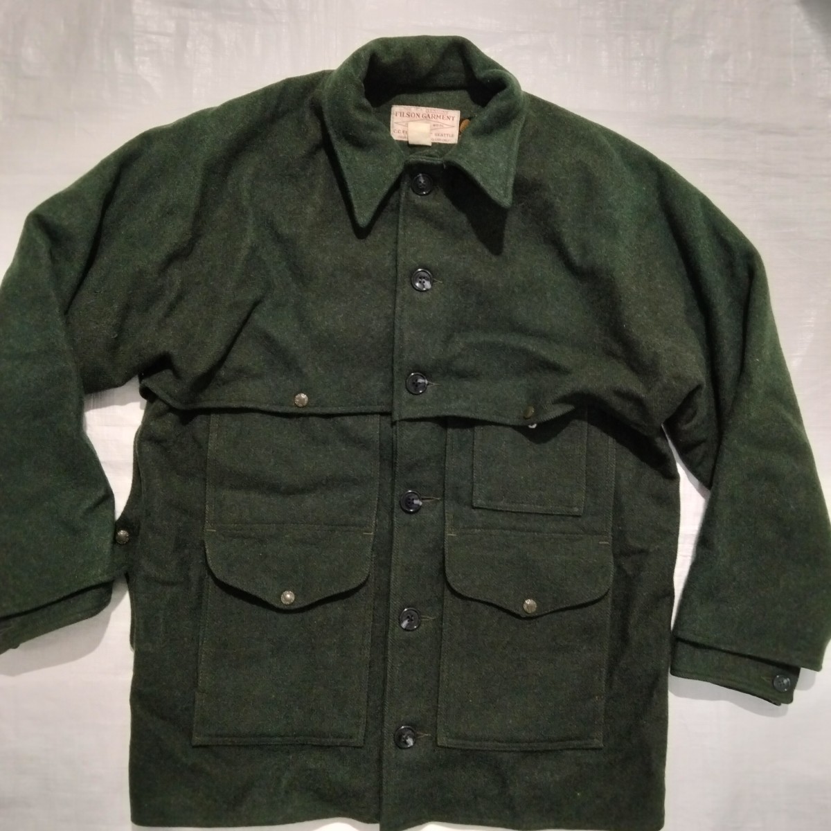 80〜90年代 FILSON Double Mackinaw Cruiserフィルソン　ダブルマッキノウ　クルーザー　ジャケット フォレストグリーン　44 XL 肉厚　usa_画像2