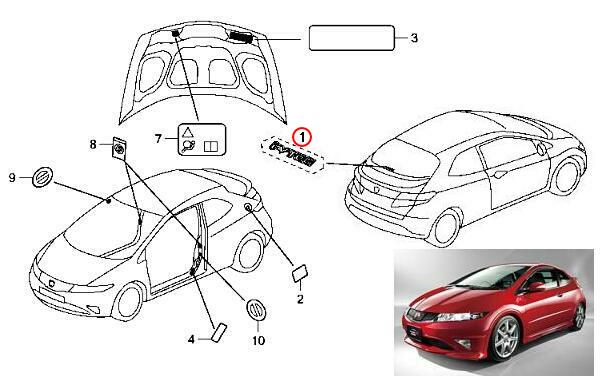 UKホンダ純正■i-VTEC リアステッカー/シビックTypeRユーロ他_取付け場所の参考画像