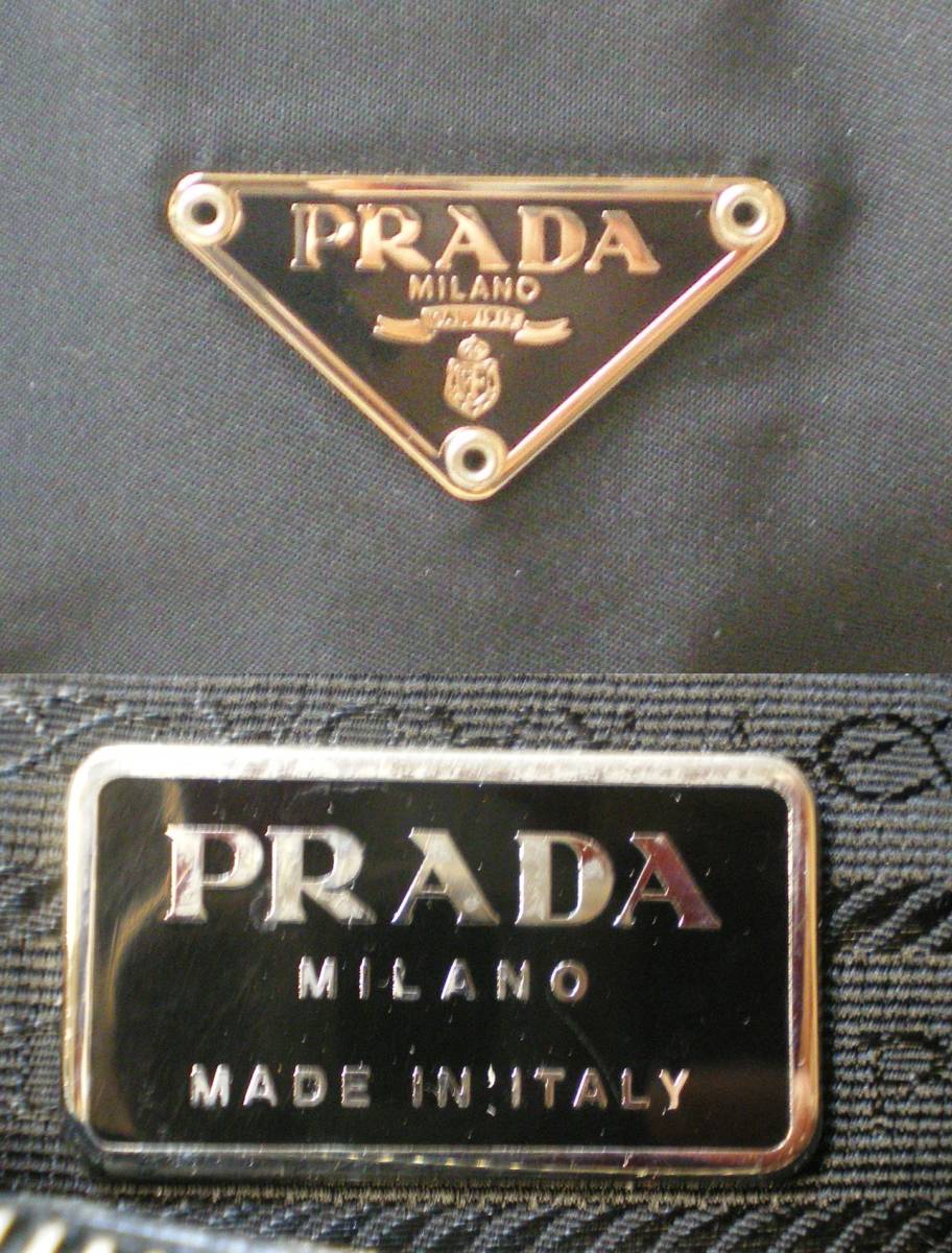 美品 PRADA プラダ 三角ロゴプレート ショルダーバッグ トートバッグ ミニトート B11214 ナイロン レザー ブラック 黒_画像8