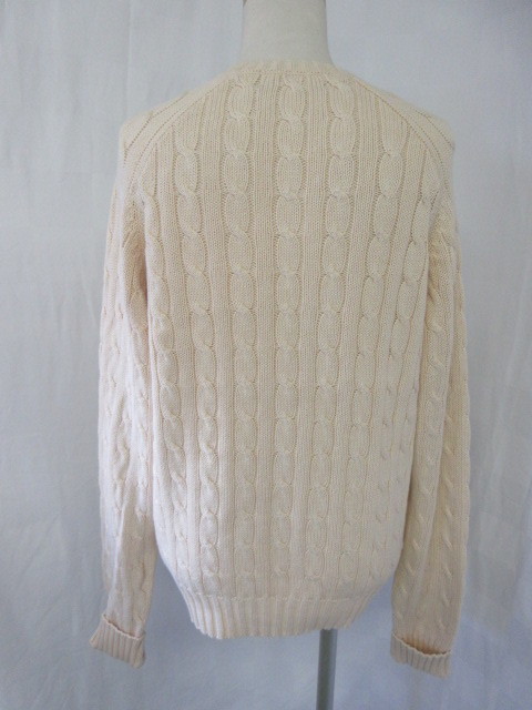 ６００　ラルフローレン　アイボリーホワイト　縄編み模様　長袖セーター　Mサイズ_画像3