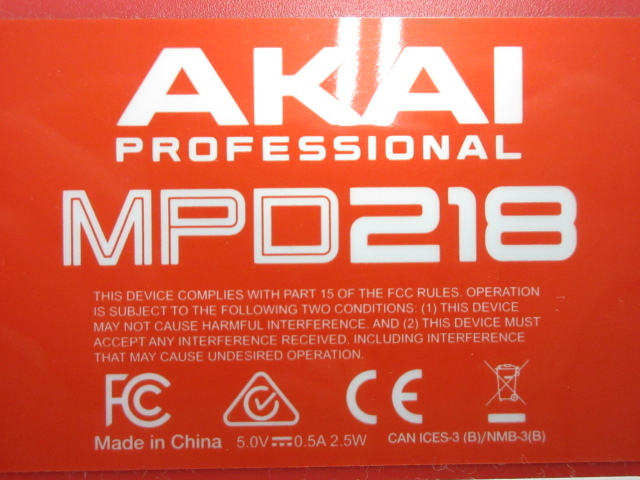 s24119-rj [送料950円] ジャンク○AKAI MPD218 DJコントローラー [091-240126]