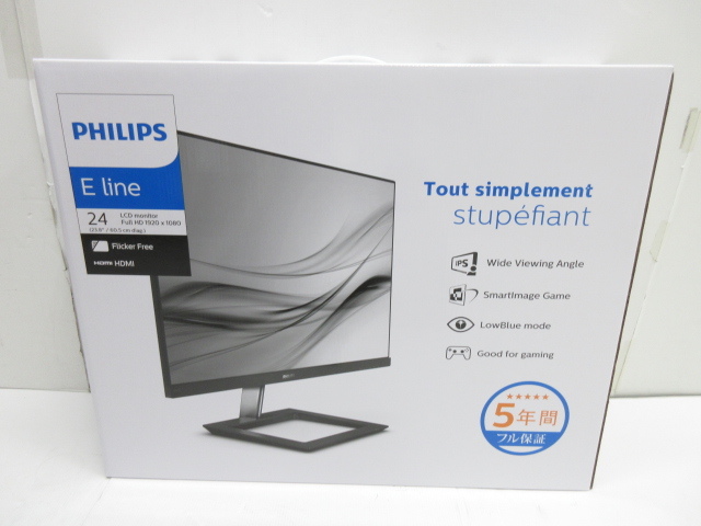 n13031-rj 未開封○PHILIPS フィリップス 23.8インチ E Line モニター ZPHP-241E1D11 [093-240119]_画像1