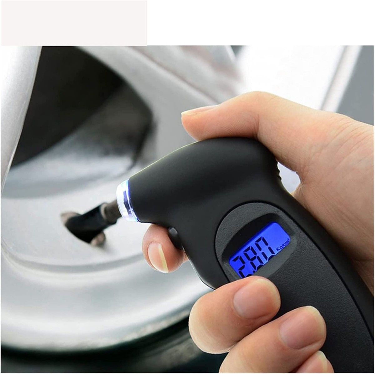 高精度タイヤ圧力計 デジタルタイヤ圧力計 空気圧ゲージ 多機能デジタルタイヤ測定(色：ブラック)