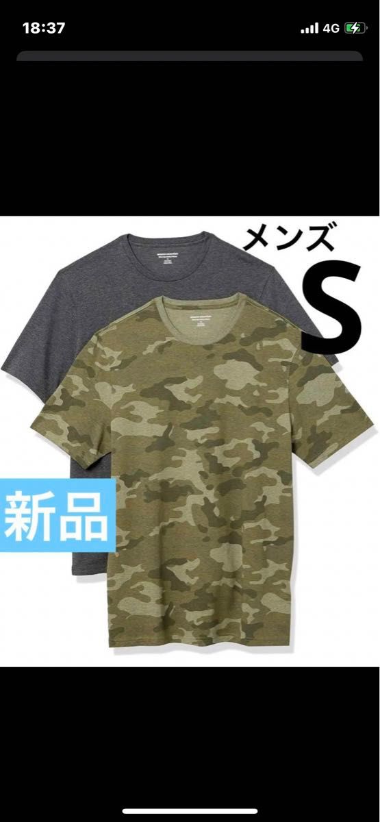 本日★TIME SALE★ Tシャツ クルーネック スリムフィット 半袖 メンズ　2枚　迷彩　グレー