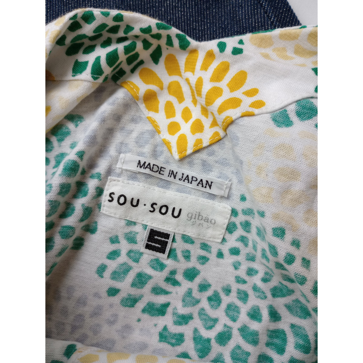 SOUSOU ソウソウ gibao ジバン「着るだけで素敵に華やぐ」コットン 綿 100％ フラワー 花柄 菊柄 Vネック カットソー 日本製 S (72S+5177)_画像4