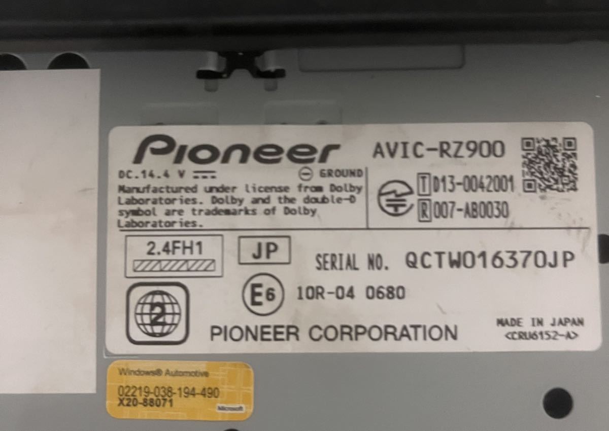 Pioneer カロッツェリア AVIC-RZ900_画像3