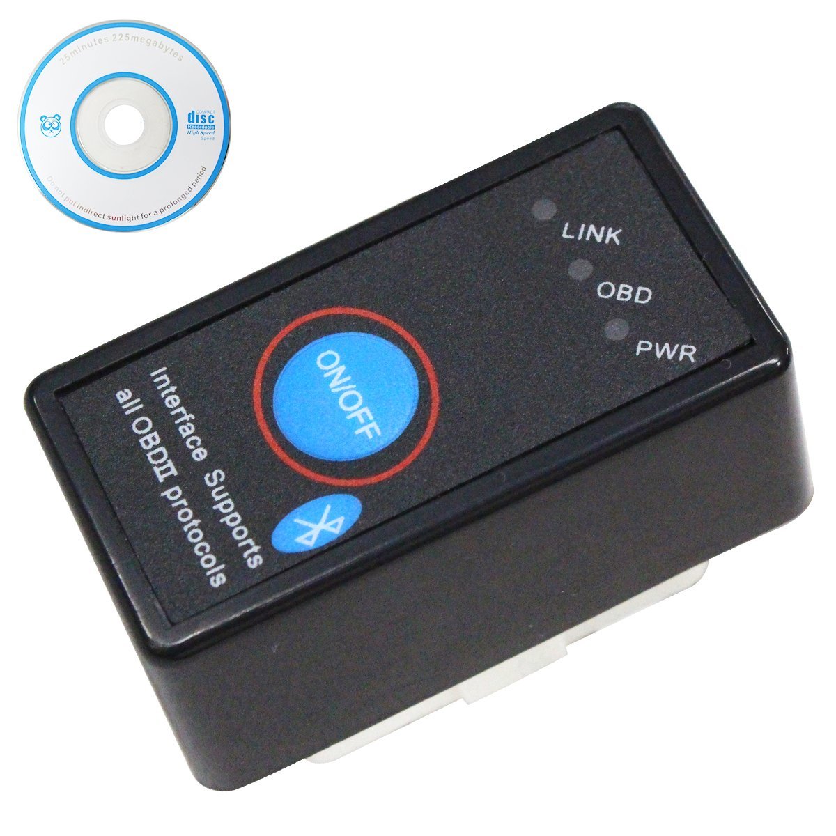 超小型OBD2アダプター Bluetooth接続 ブルートゥース スイッチ OBDII 車両診断機 故障診断機 スキャナー 診断ツール 水温 回転数 電圧 測定_画像1