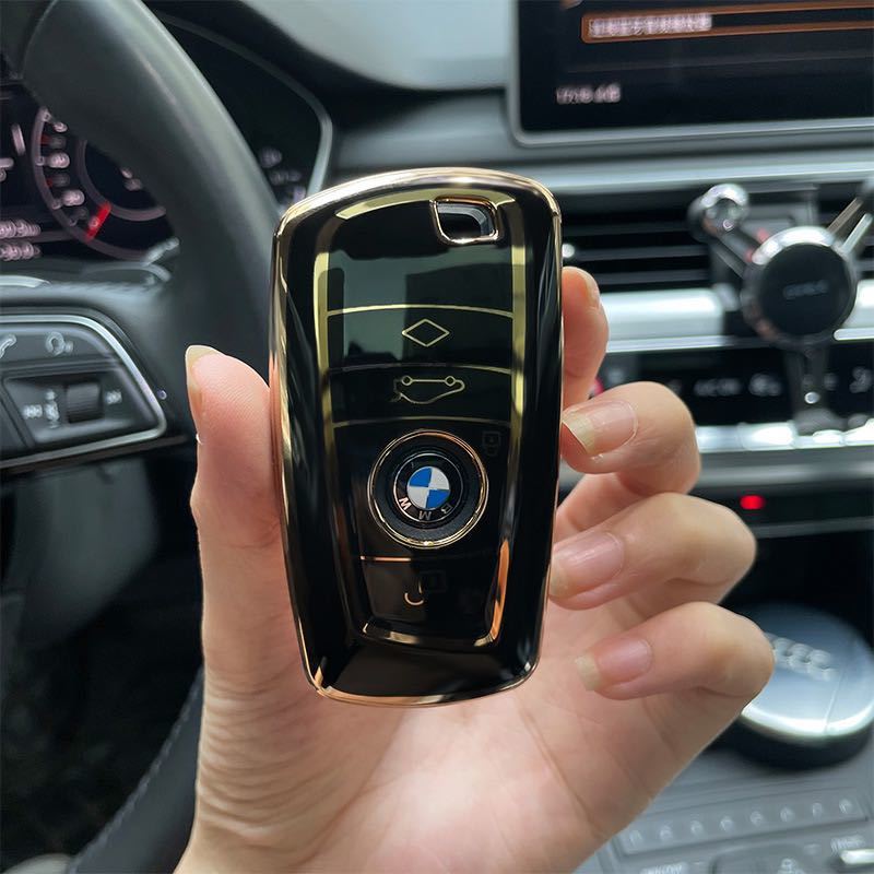 BMW キーケース キーカバー 保護 TPU 金縁タイプ ブラック _画像2