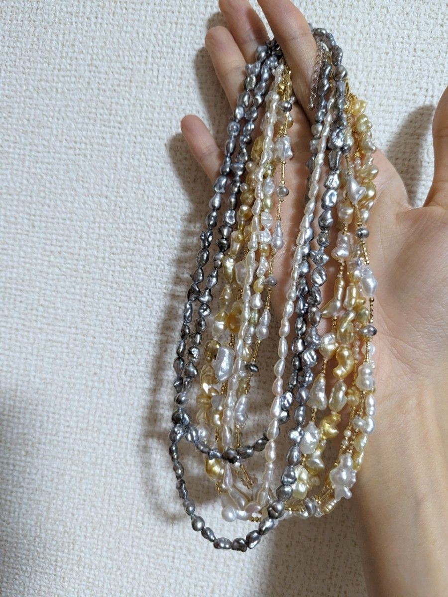 AN155 天然 芥子 黒蝶真珠 グレー 82cm ケシ ロングネックレス AN155 天然 芥子 黒蝶真珠 グレー 82cm ケシ ロングネックレス