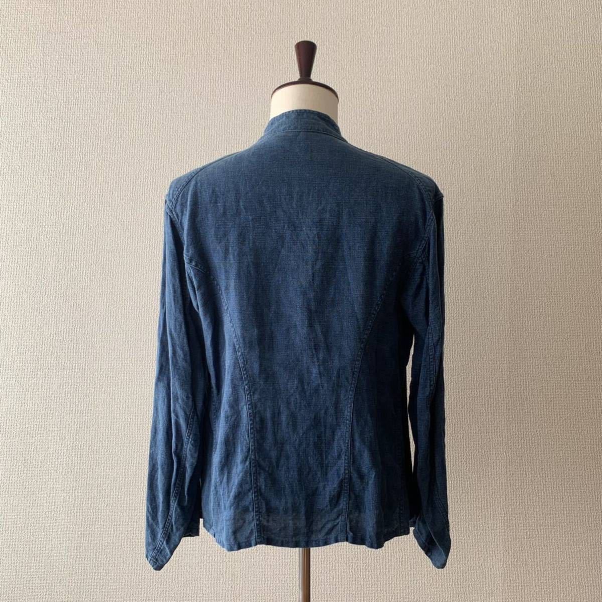 FRENCH ARMY 1890's 1900's ANTIQUE INDIGO LINEN BOURGERON JACKET 10s 20s フランス軍 ブージュロン インディゴリネン ワークジャケット_画像4