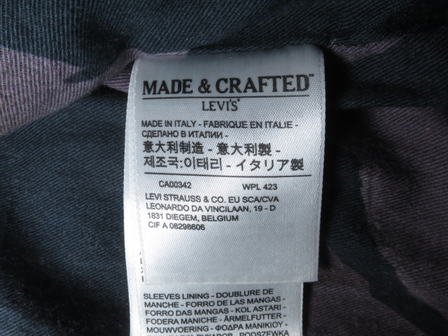 イタリア製 LEVI'S MADE&CRAFTED リーバイス メイド&クラフテッド やぎ革 ヌバック レザー ジャケット S 170cm ボンバージャケット_画像6