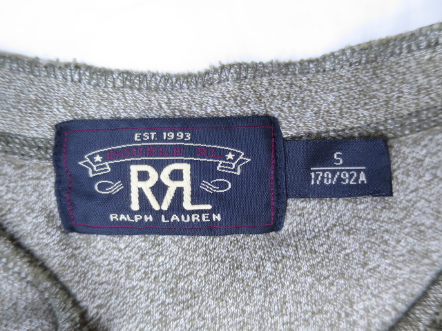 RRL ヘンリーネック シャツ S 霜降り 猫目ボタン カーキ_画像3