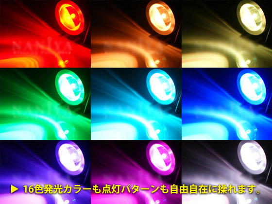 [送料込] マルチカラー10W LEDフォグランプ レンズ付きLED 魚眼 アルミ黒 1個_画像3