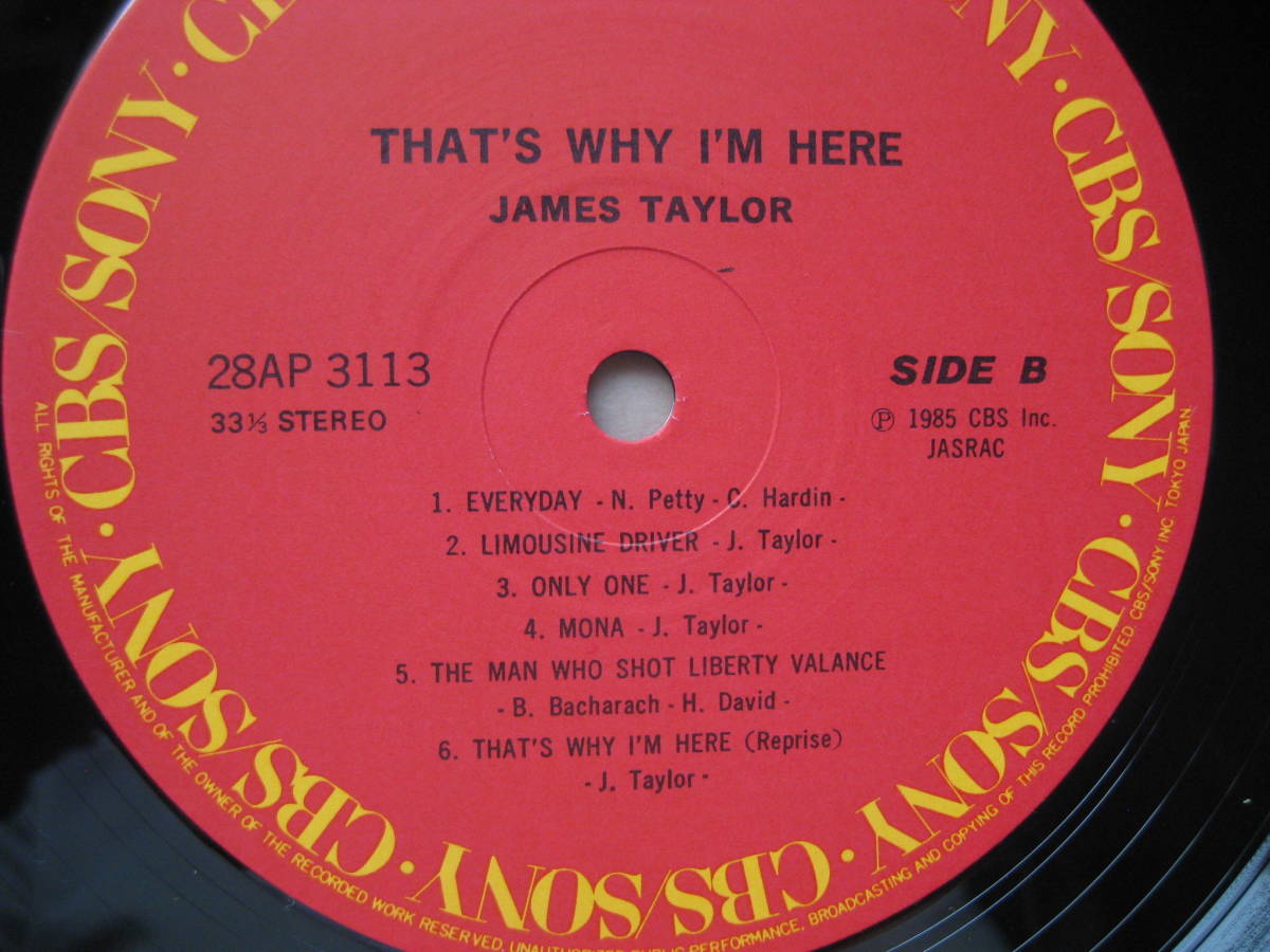 LP　JAMES TAYLOR ジェイムス・テイラー　THAT'S WHY I'M HERE ザッツ・ホワイ・アイム・ヒア　シュリンク付き_画像6
