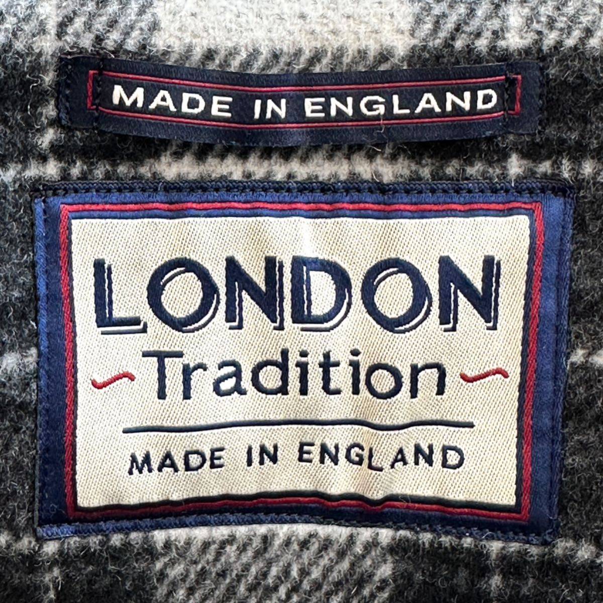 未使用級！ ロンドントラディション 【英国トラッド】 LONDON TRADITION ダッフルコート 40 Lサイズ チェック柄 水牛トグル ロングコート_画像9