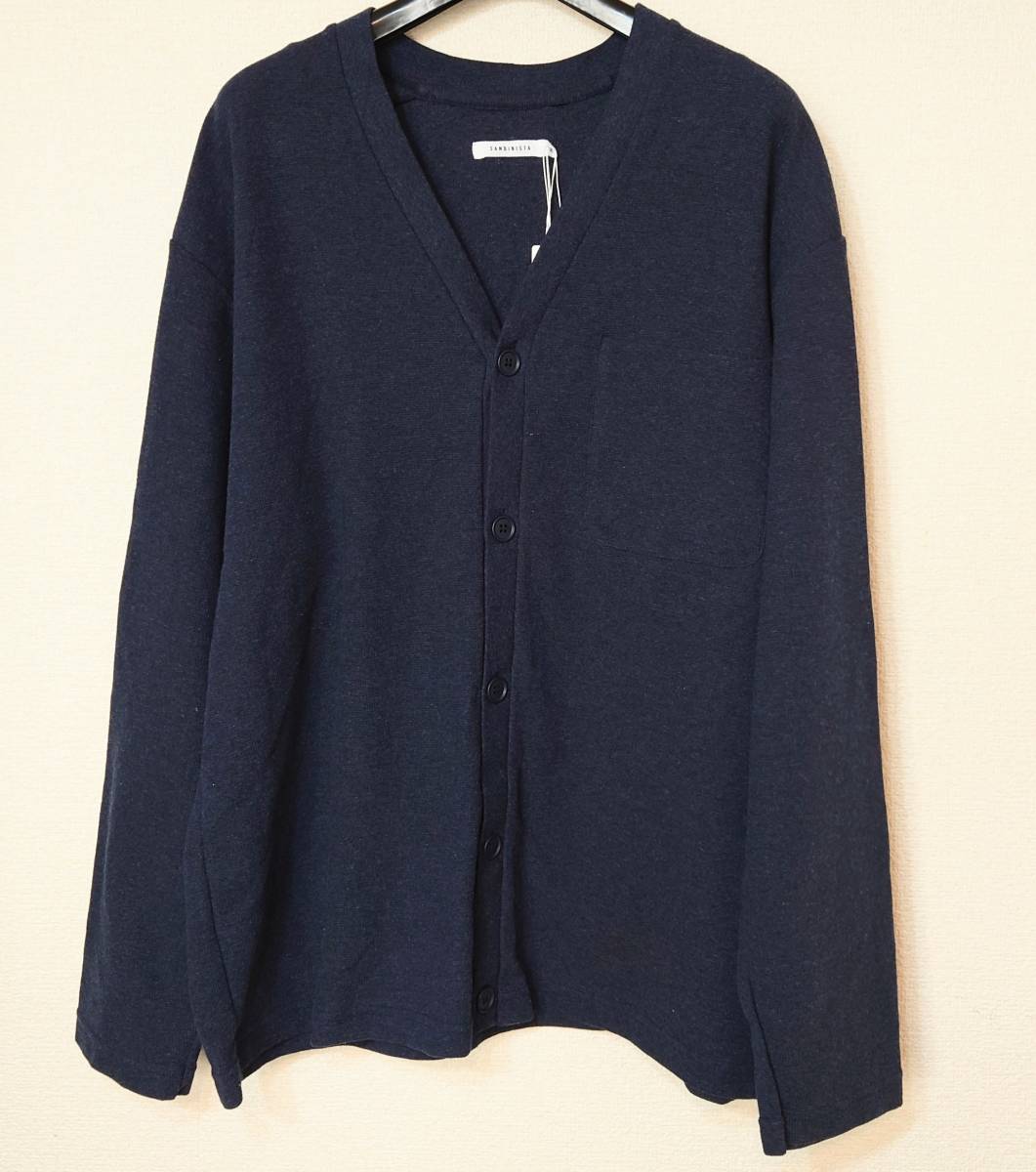 新品 SANDINISTA Cotton Knit Cardigan サンディニスタ 23SS コットン ニット カーディガン ヘザーネイビーMサイズ TP