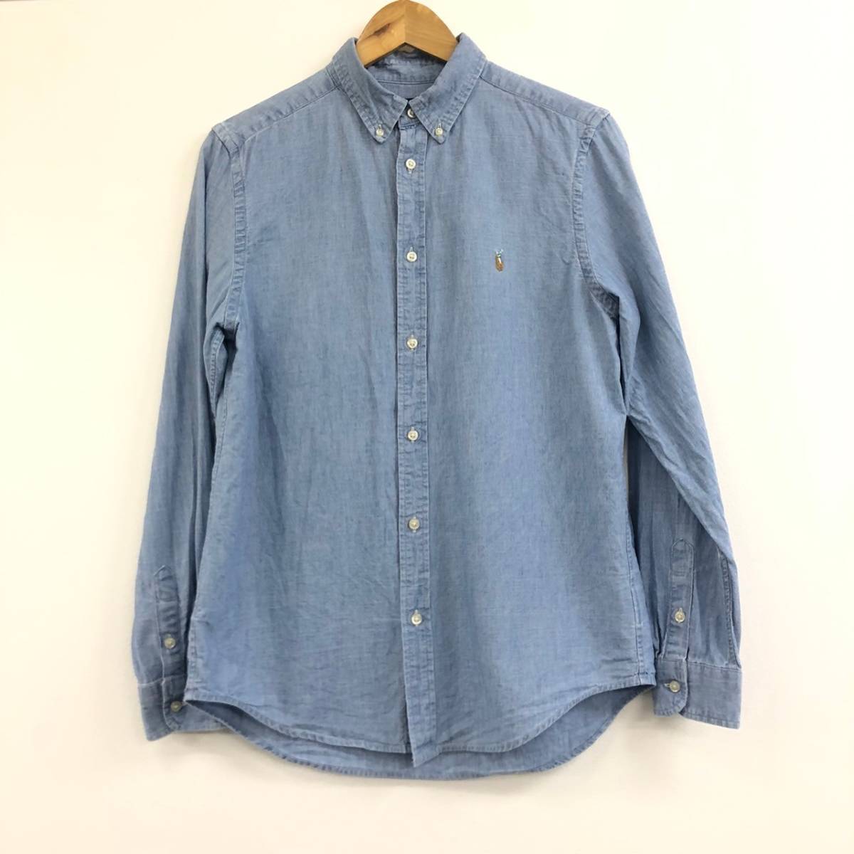 *RALPH LAUREN long sleeve shirt XL(18-20) light blue Ralph Lauren Junior Logo embroidery Denim style two or more successful bids including in a package OK B240131-6*