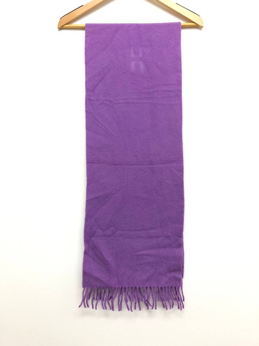 □Vivienne Westwood マフラー 紫 ヴィヴィアン ウエストウッド フリンジ 毛100％ イタリア製 ロゴ刺繍 複数落札同梱OK B240122-5●_画像5