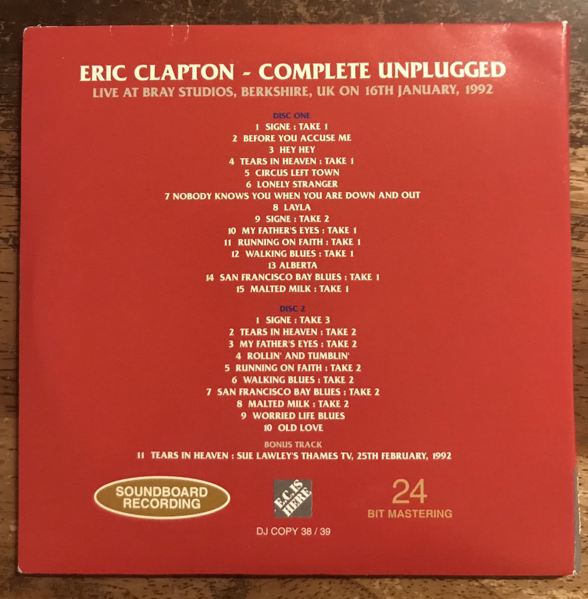 究極24bitマスター Eric Clapton / Complete Unplugged / Bonus Track / 2CD / 24bit Mastering / Soundboard / Eric Clapton / エリックク_画像2