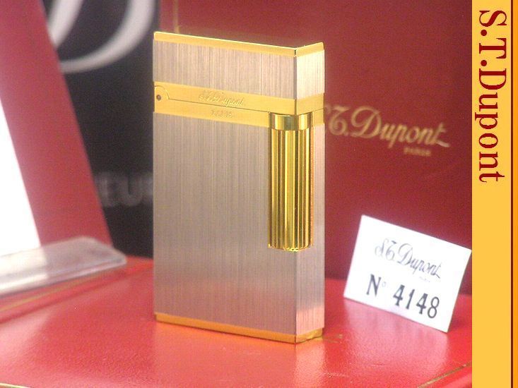 売れ筋介護用品も! 【 激レア 未使用品 エス・テー・デュポン喫煙具グッズ 煙草! ガスライター◆葉巻 ライン2 サイメ&イエローゴールド コンビ 】S.T.Dupont デュポン