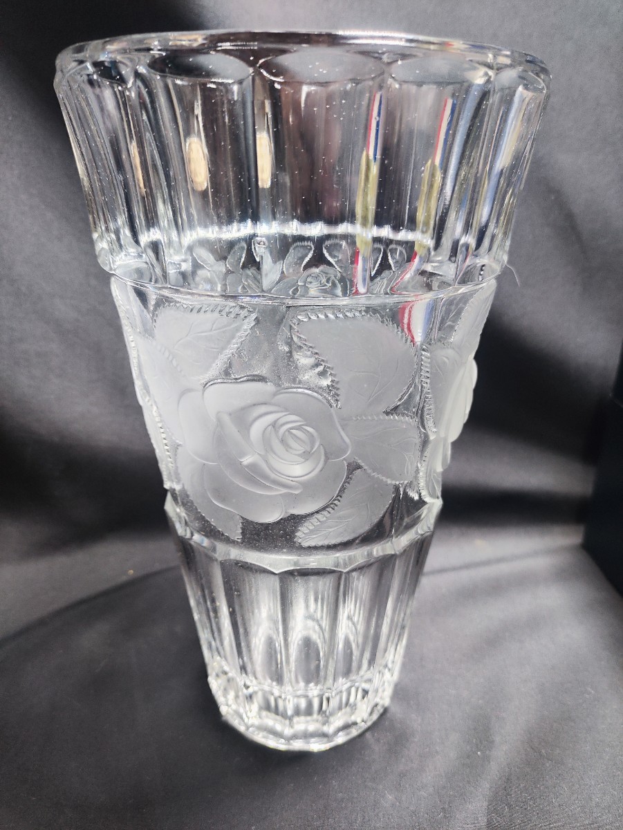 デッドストック ボヘミアグラス 箱付き ボヘミアクリスタル フラワーベース アンティーク ボヘミアングラス の画像4