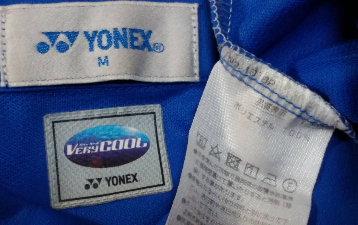 yonex ヨネックス プラシャツ ポロシャツ SIZE:M 青 ボタン黄 送料215円～_画像7