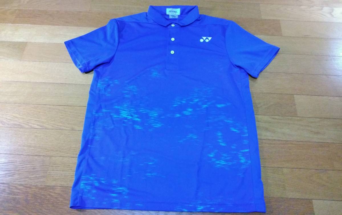 yonex ヨネックス プラシャツ ポロシャツ SIZE:M 青 ボタン黄 送料215円～_画像1