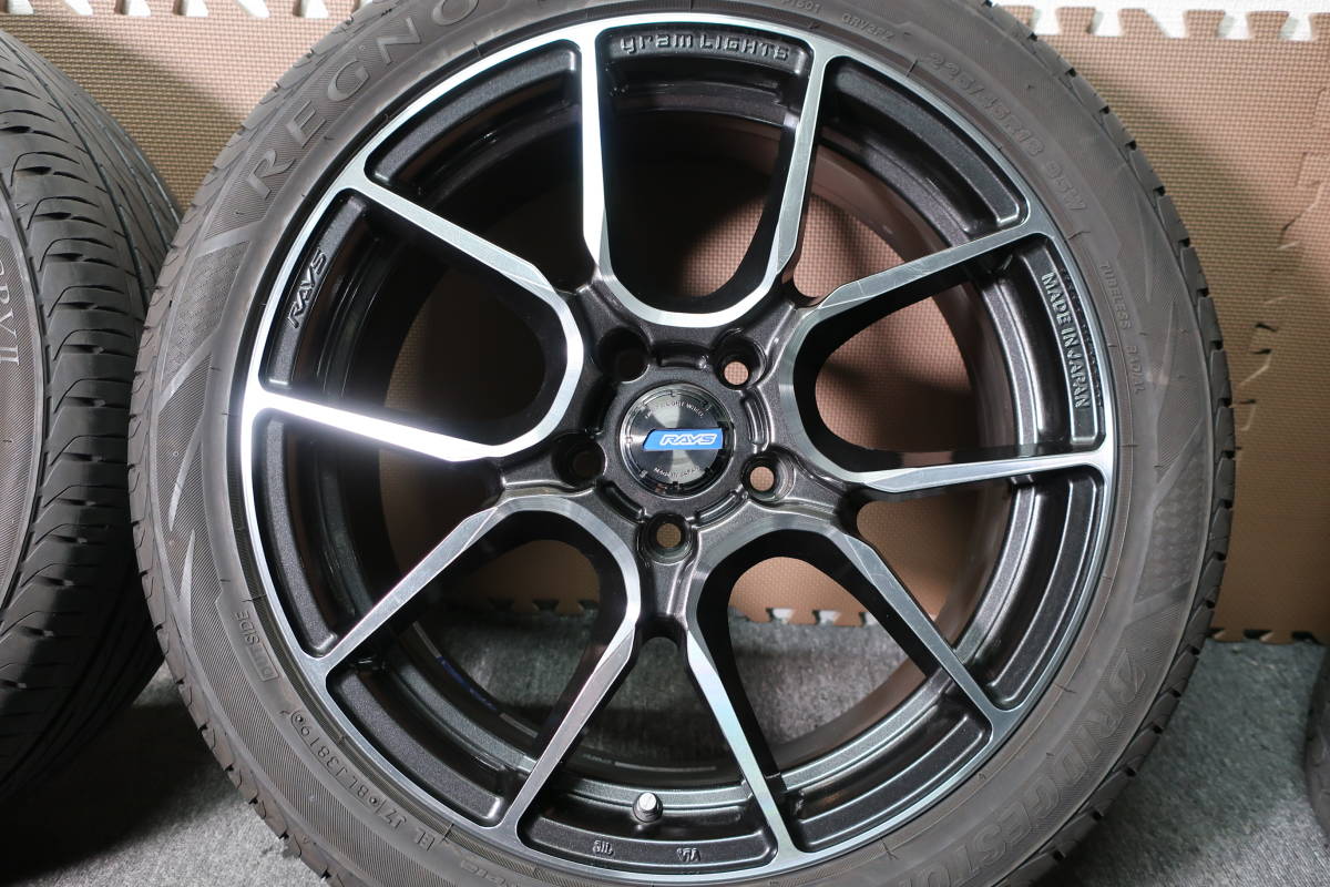 美品　RAYS レイズ　グラムライツ　57ANA　レグノ　バリ溝　225/45R18　エスティマ　オデッセイ　ヴェゼル　CX-3 室内保管_画像5