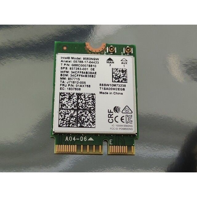 Intel Wireless-AC 9560NGW Wi-Fi 5 + Bluetooth 5 Combo M.2 カード_画像1