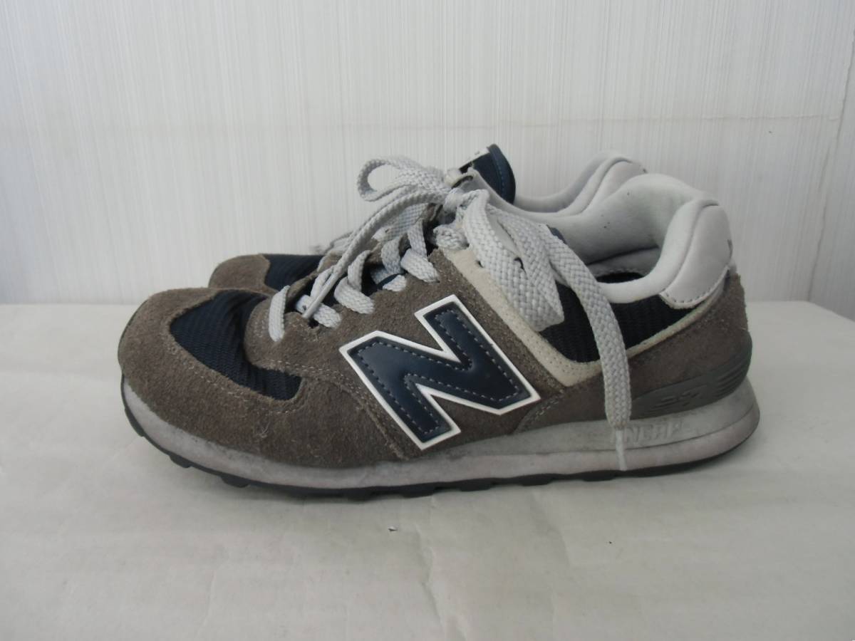 NEW BALANCE ニューバランス スニーカー 24.5cm クラシック574 ML574EI2 グレー×ネイビー レディース ジュニア ⑪_画像3