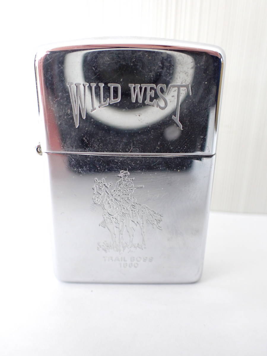 ZIPPO ジッポ シルバーカラー 1860 WILD WEST TRAIL BOSS オイルライター BRADFORD.PA A Ⅵ　着火未確認　④_画像1