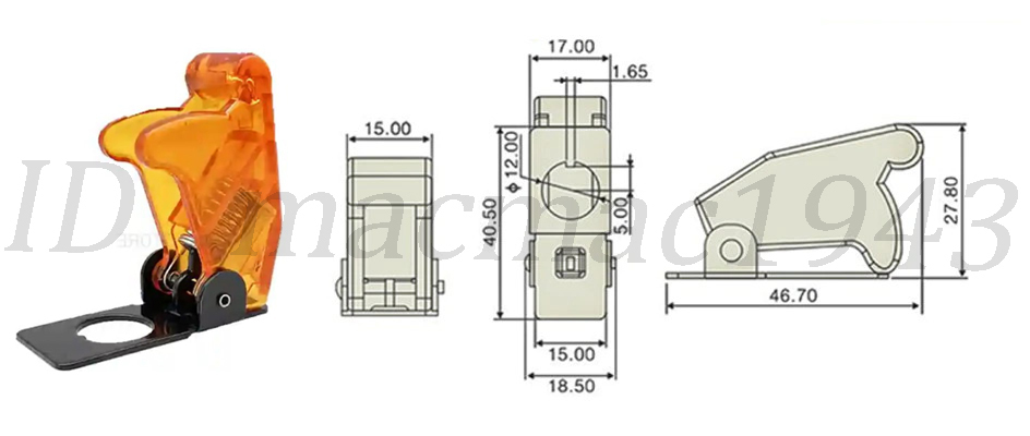 即決 ミサイルスイッチ 送料120円 トグル スイッチ クリアーオレンジ イエローLED ON/OFF 12v 20A 誤作動防止 スイッチカバー 汎用 DIY 18_画像4