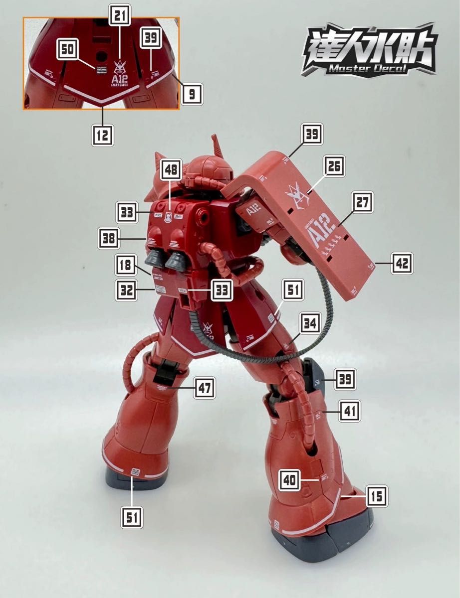 HG THE ORIGIN シャア専用ザクII用水転写式デカール 他社製 HG THE ORIGIN シャア専用ザクII用水転写式デカール 他社製