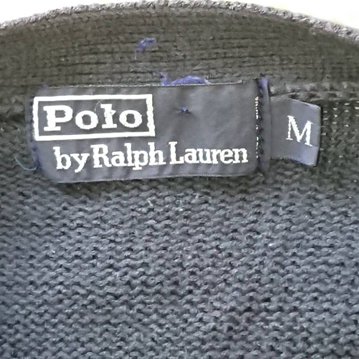 ポロバイラルフローレン Polo by Ralph Lauren　カーディガン　無地　ブルー　綿100 M　ポニーロゴ　ラグランスリーブ
