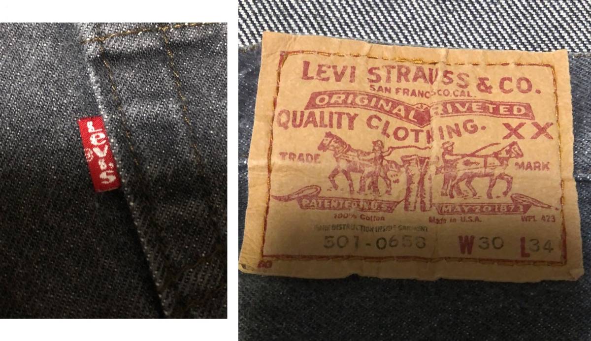 送料込み！80S米国製 LEVIS リーバイス501-0658 内股シングル 先染めブラック 裾ユニオンスペシャル！ ヴィンテージ_画像3