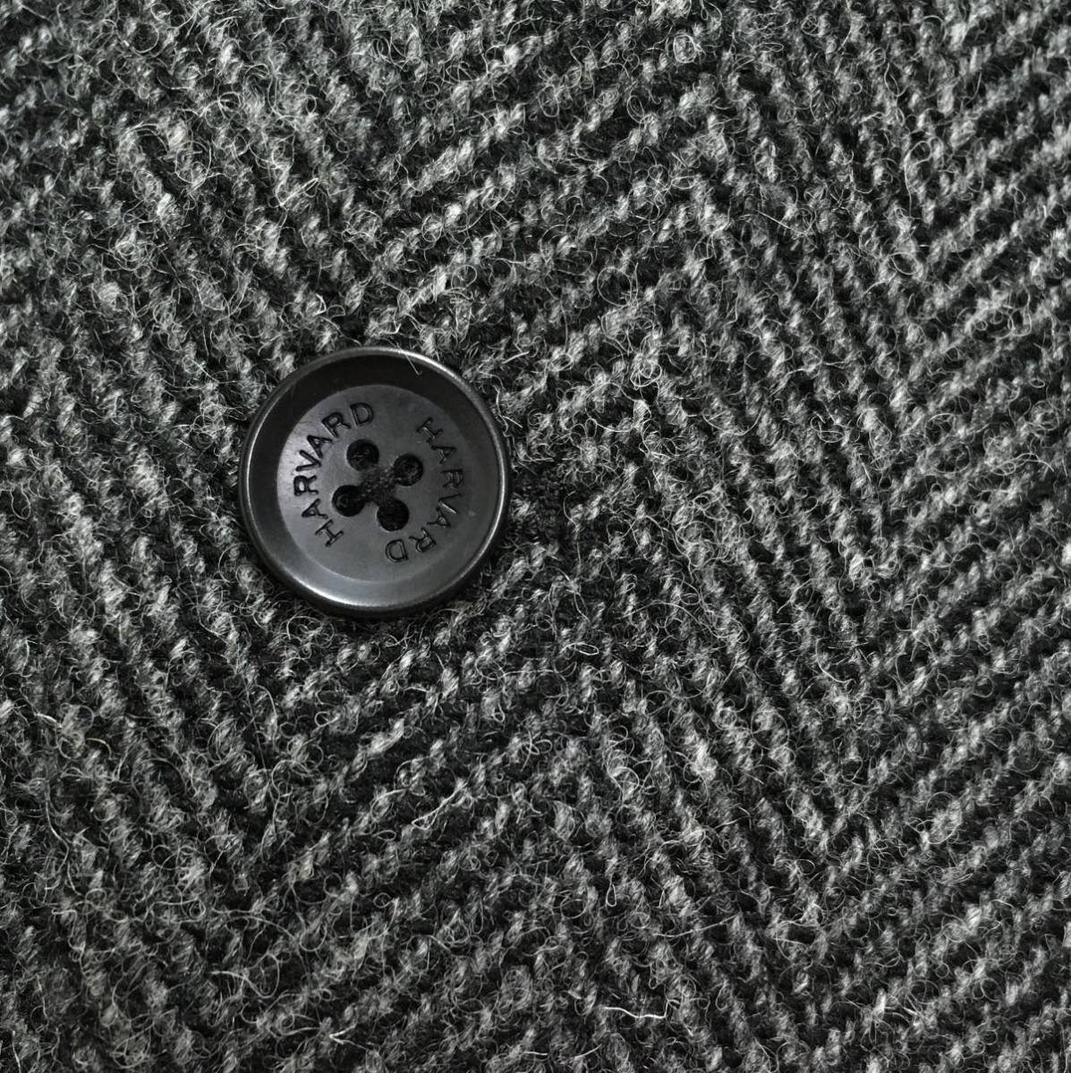 極美品★ハリスツイードツイード ジャケット Harris Tweed ヘリンボーン ブラック系 アンコン仕立て 秋冬 L A257の画像4