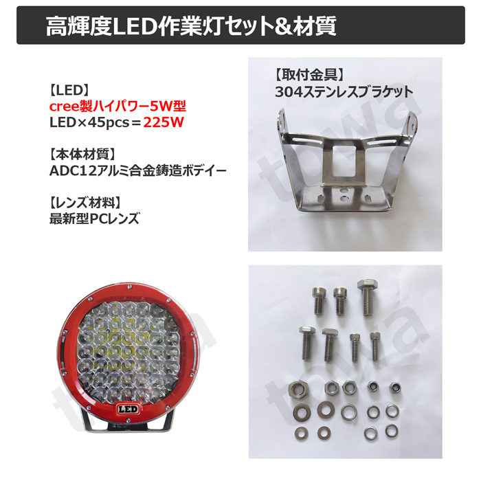 hw-9225 丸形 丸型 LEDワークライト LED作業灯 サーチライト hw-9225 丸形 丸型 LEDワークライト LED作業灯 サーチライト