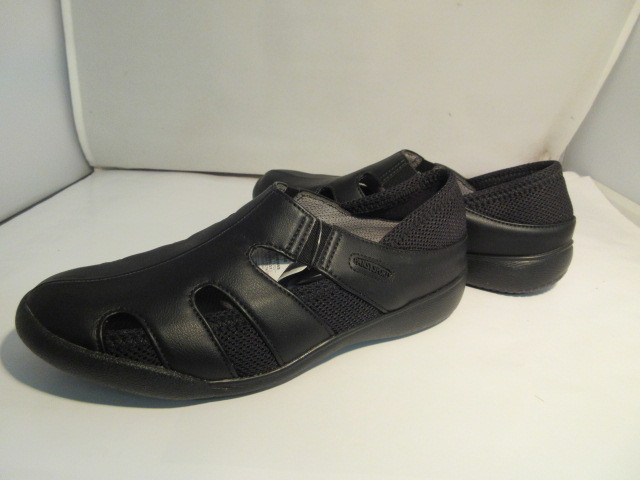 22,5cm lady's walking sandals slip-on shoes shoes pansy 1352 heel ....! synthetic leather . soft synthetic fibre black color 