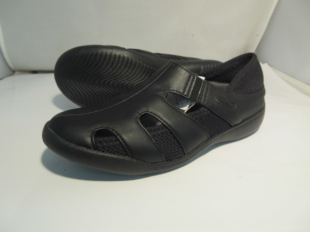 22,5cm lady's walking sandals slip-on shoes shoes pansy 1352 heel ....! synthetic leather . soft synthetic fibre black color 
