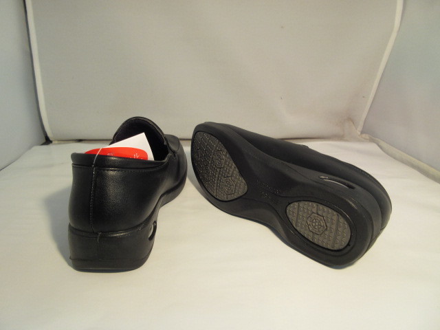 激安! 22,5 レディースウォーキングシューズ カジュアル スリッポン靴 GOL-700BK 丸い形が可愛い! 柔らかい合成皮革 幅広 黒色 高さ4cmの画像2