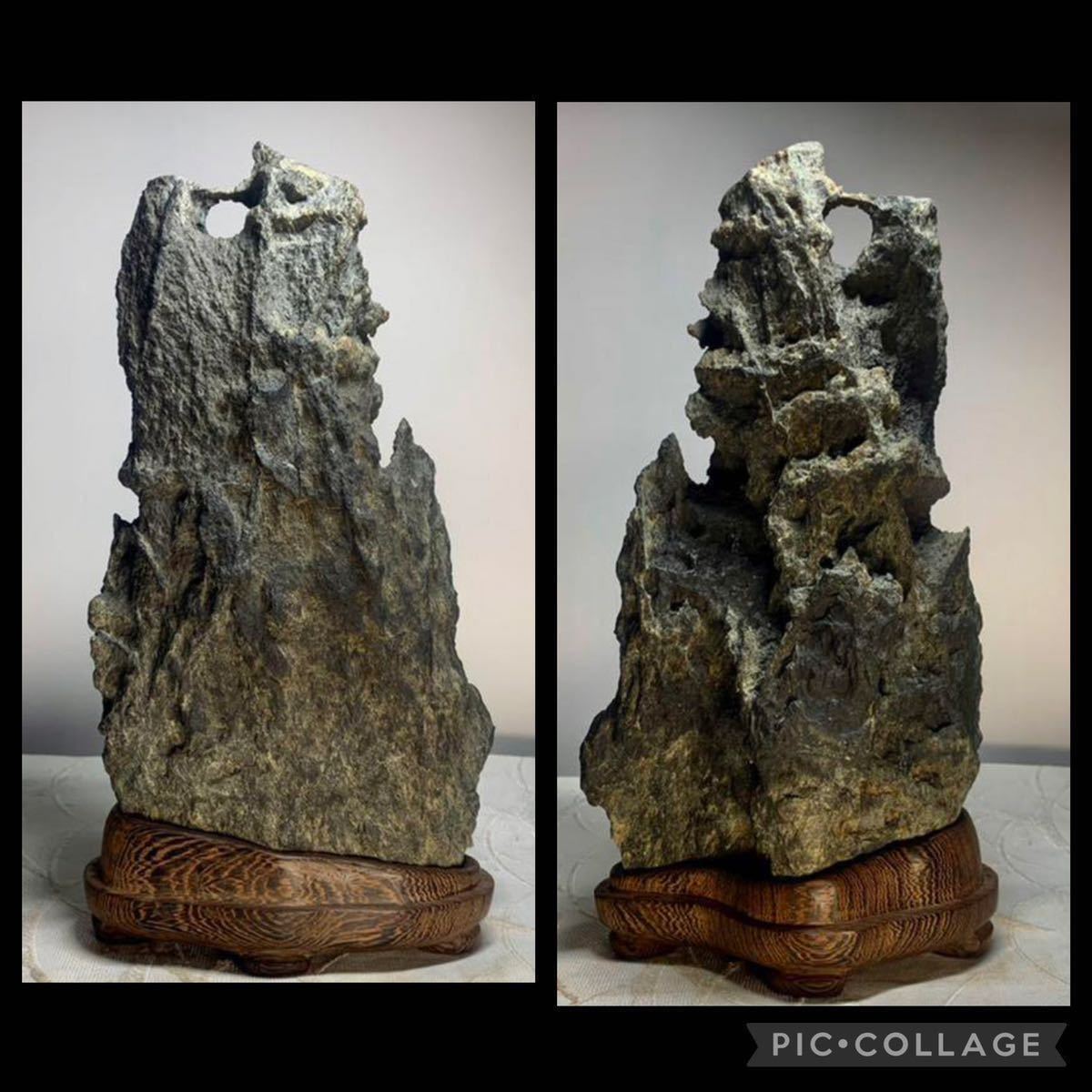 [ confidence . fine art stone museum ] suiseki st bonsai .. river stone ub. box attaching width 15× height 29.5× depth 3.3(cm) 3.3kg antique tray stone old fine art appreciation stone .. stone China old .2340