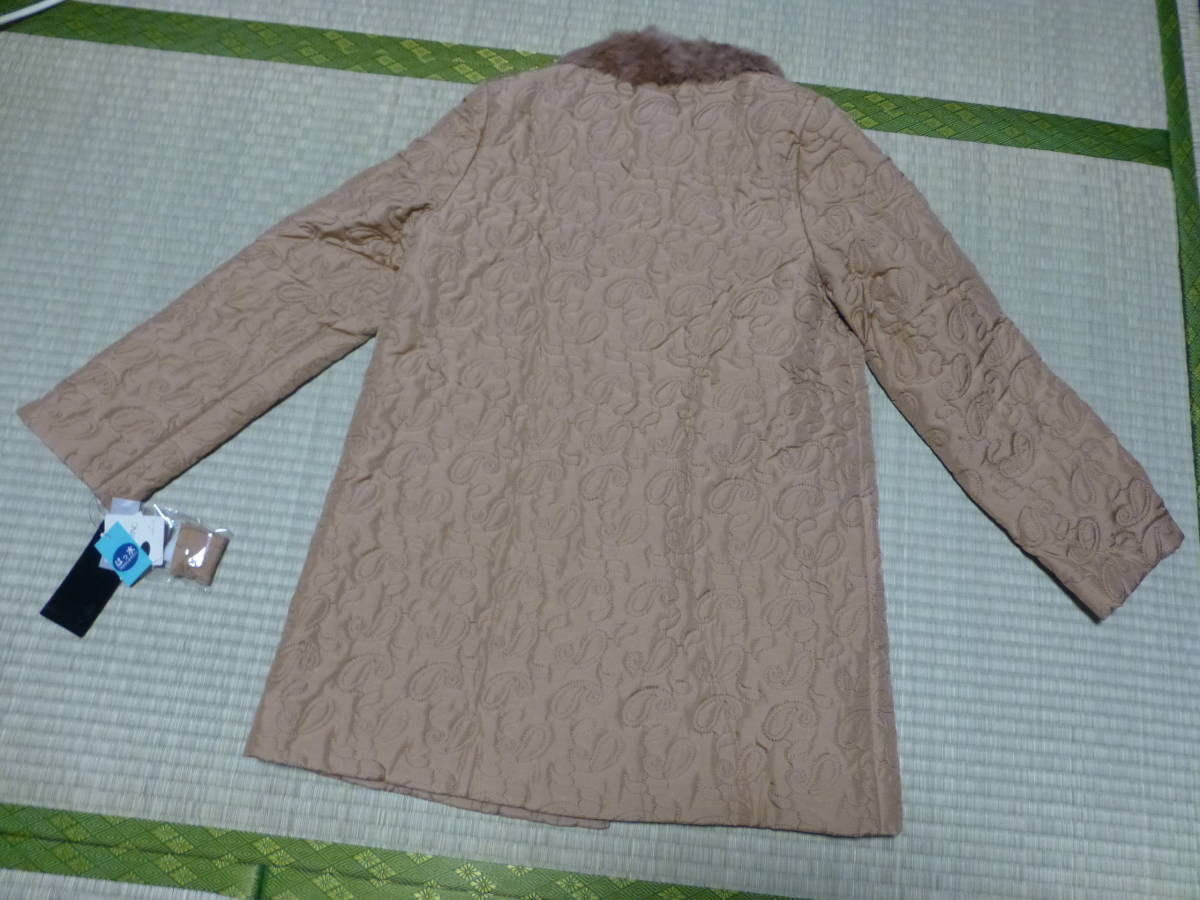 未使用　MASABARDO　ラビットファー衿付きコート　キルティングコート　Ｍサイズ　富和　シルク　レディース