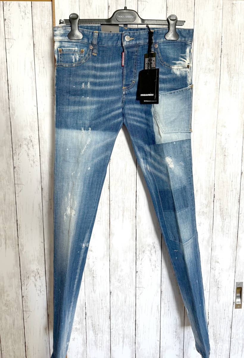 ◆DSQUARED2ディースクエアード◆パッチワークデニム◆44◆SLIM JEAN◆_画像2