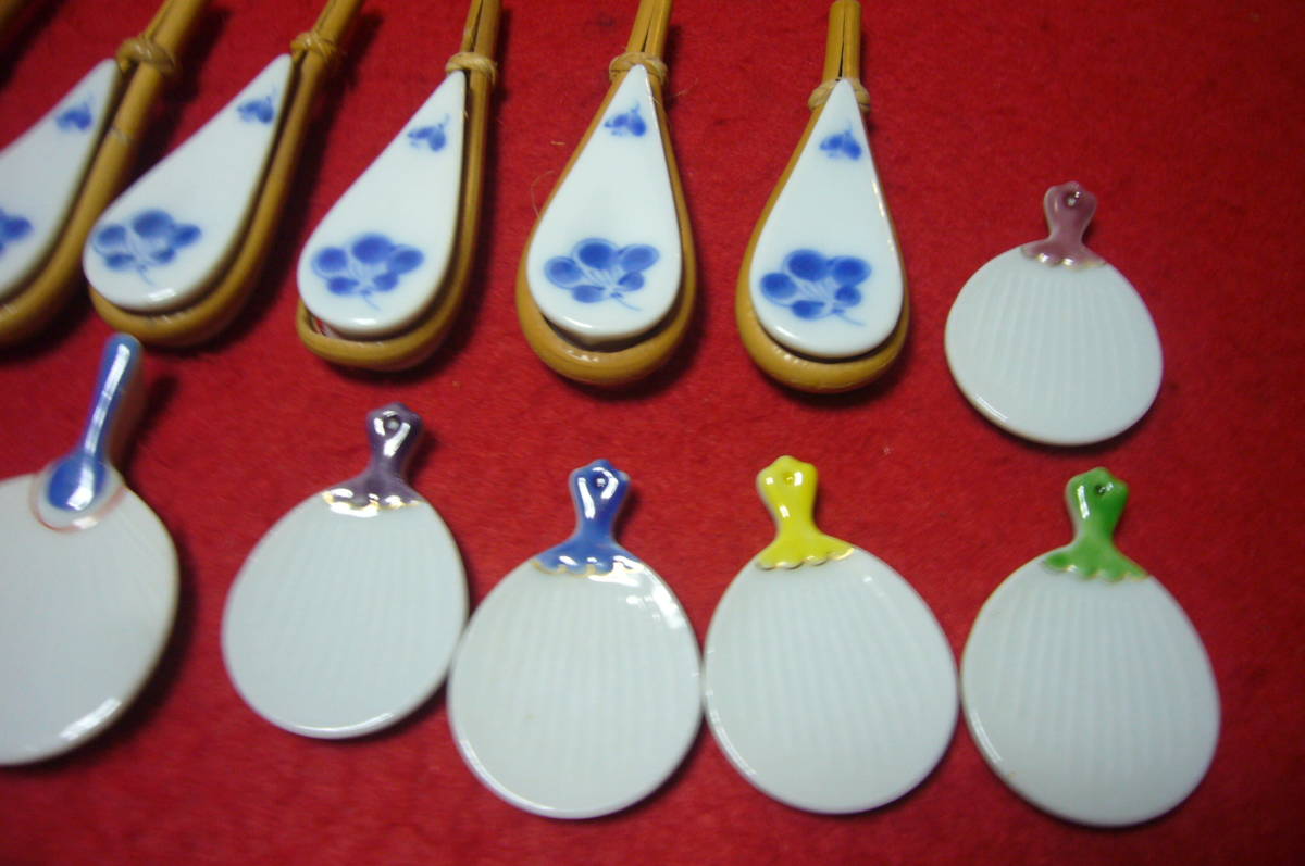 【H28】陶器製 箸置き 箸置 うちわ 琵琶 夏季スイカ 形色々 まとめて 約57個_画像3
