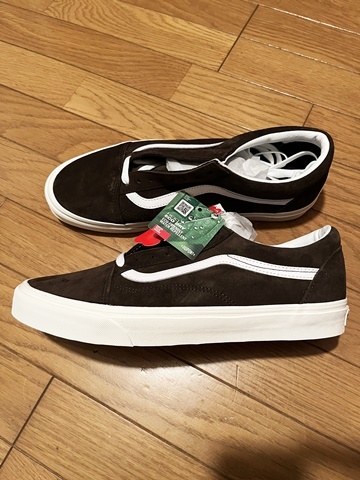 未使用品 バンズ VANS オールドスクール OLD SKOOL オール ピッグ スウェード Pig Suede 撥水加工 レザー 本革 ブラウン 茶 US10.5 28.5cm_画像3